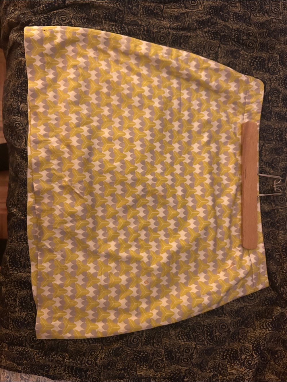 Banana Republic Yellow and White Geometric A-Line Skirt